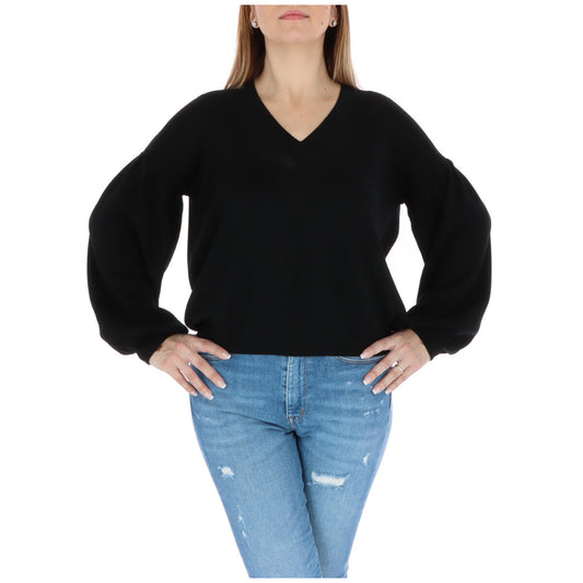 344290 Pinko Maglia Nera Lana Scollo V Donna