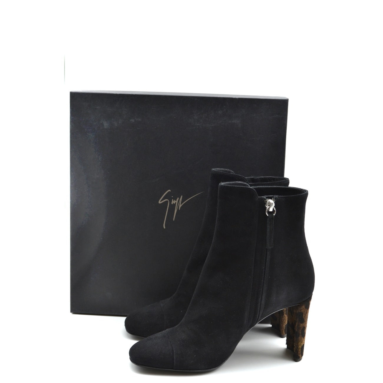 2438008 Giuseppe Zanotti Stivaletti Neri Cerniera Tacco Largo Donna