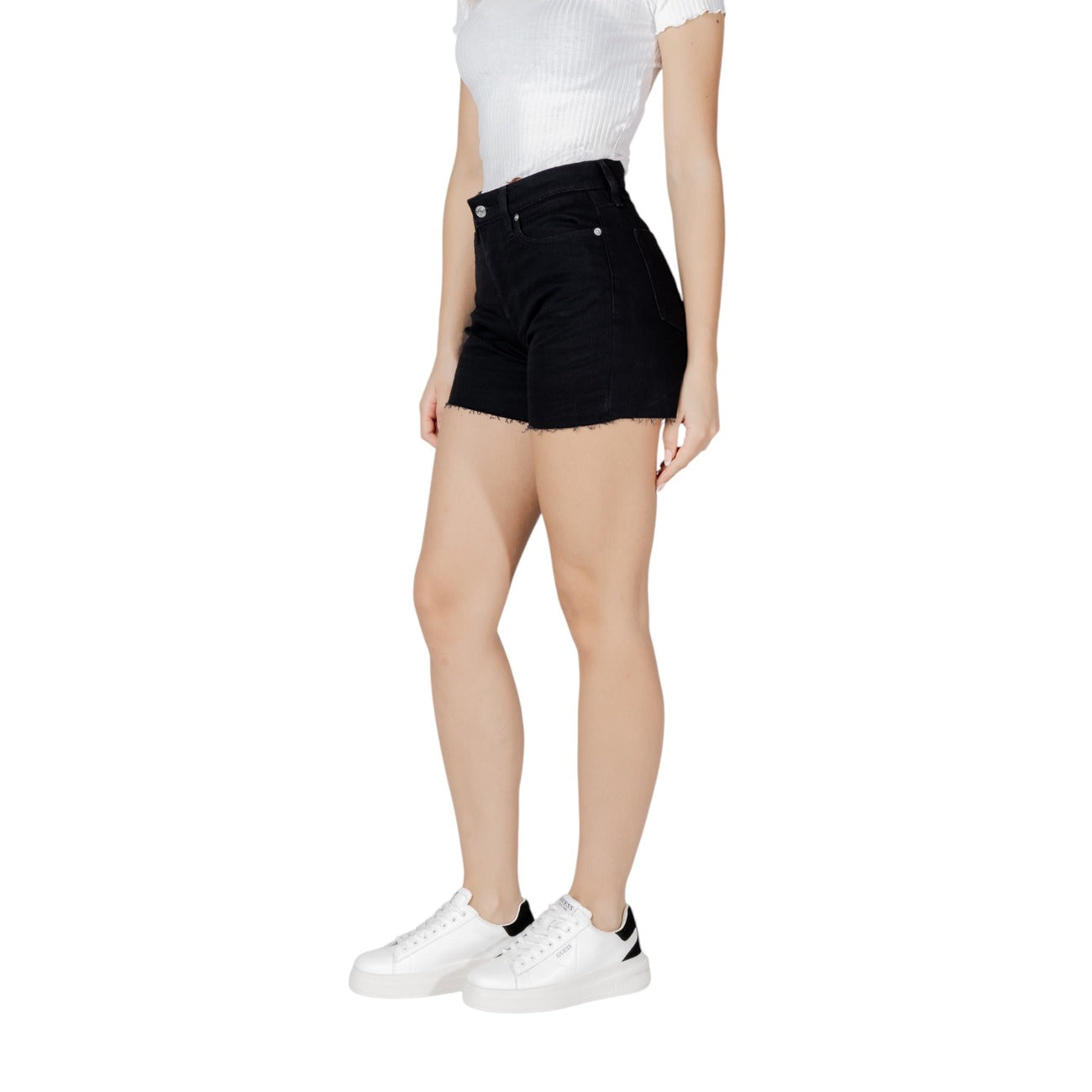 2418282 Calvin Klein Jeans Shorts Neri Zip Tasche Donna
