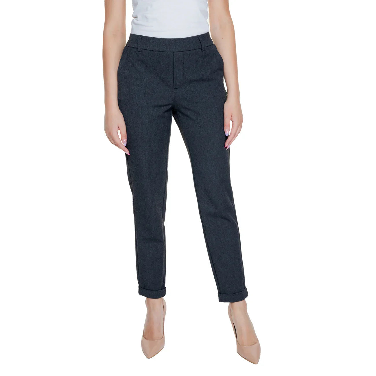 2294198 Vero Moda Pantaloni Grigi Melange Tasche Donna