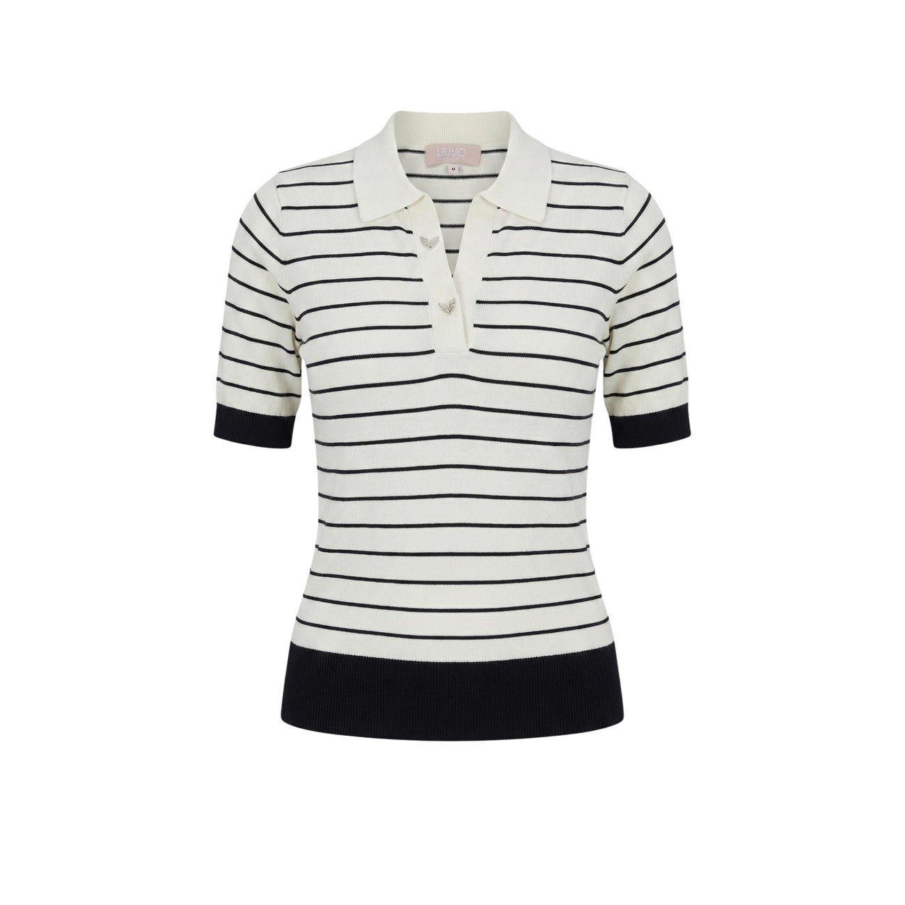 2456152 Liu Jo Polo Bianca Righe Viscosa Maniche Corte Donna