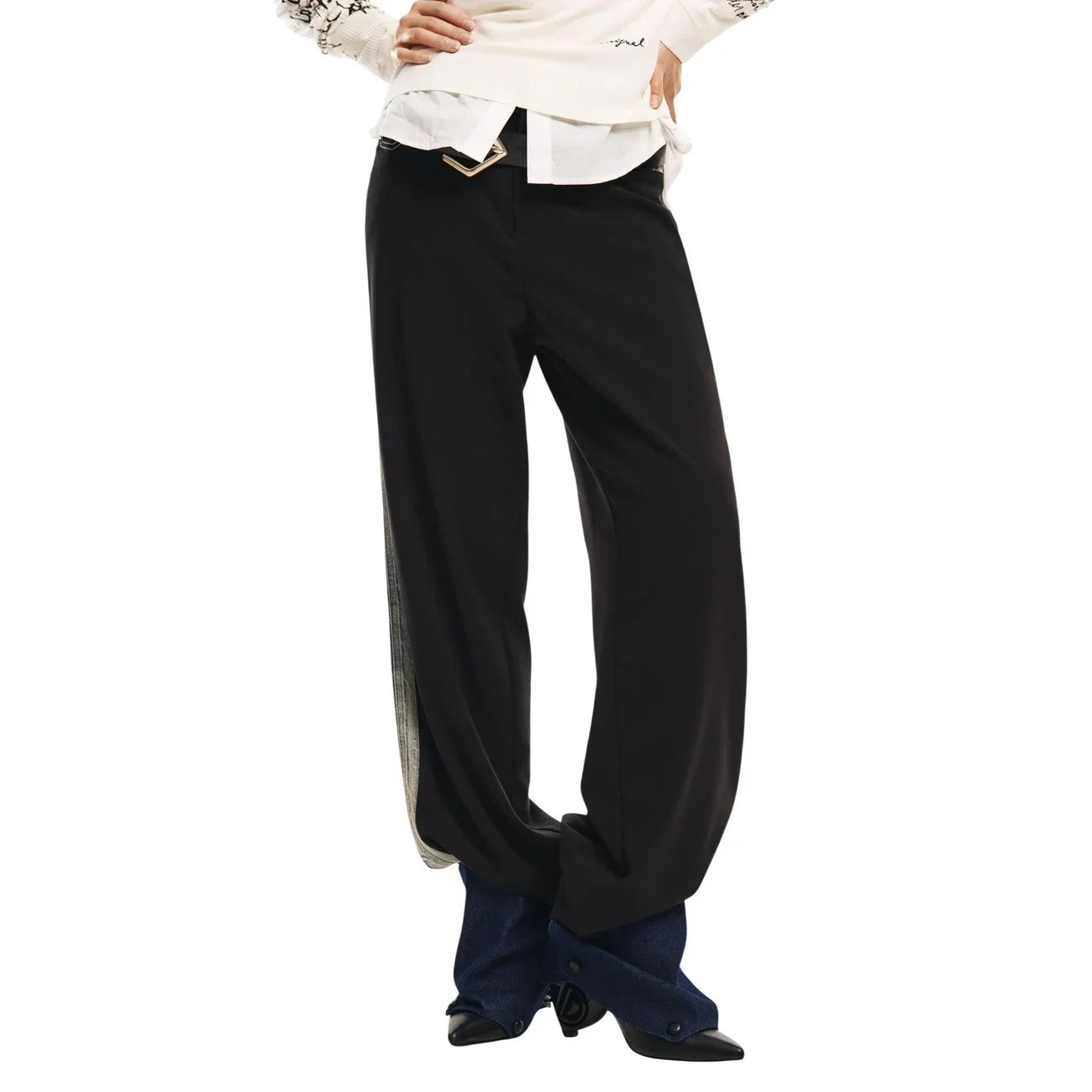 2451322 Desigual Pantaloni Donna Neri Misto