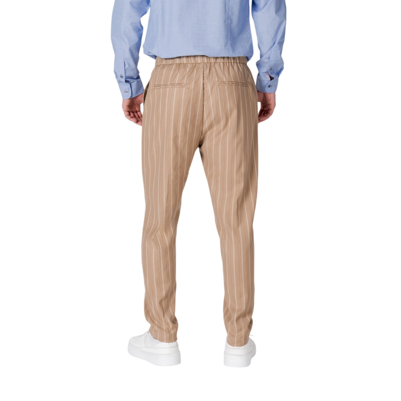 2413611 Gianni Lupo Pantaloni Beige Righe Uomo
