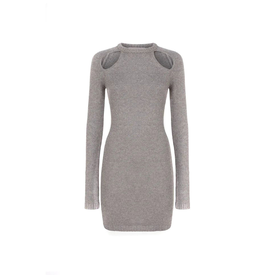 Vestito Corto in Maglia Cut-Out Grigio