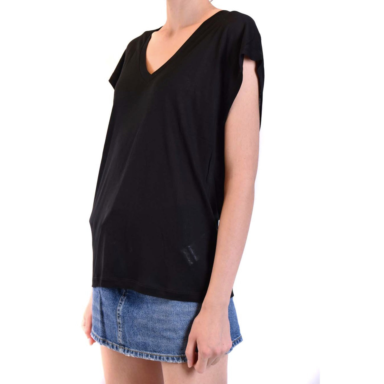 488960 Dondup T-Shirt Nera Scollo V Donna