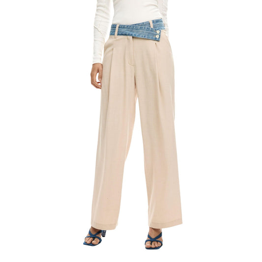 2451206 Desigual Pantaloni Donna Beige Viscosa Poliestere