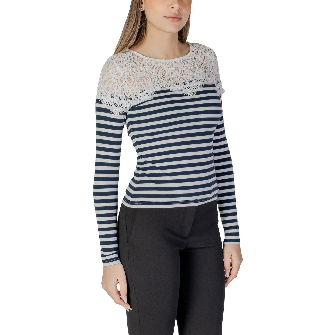 483296 Morgan De Toi Maglia Bianca Righe Maniche Lunghe Donna