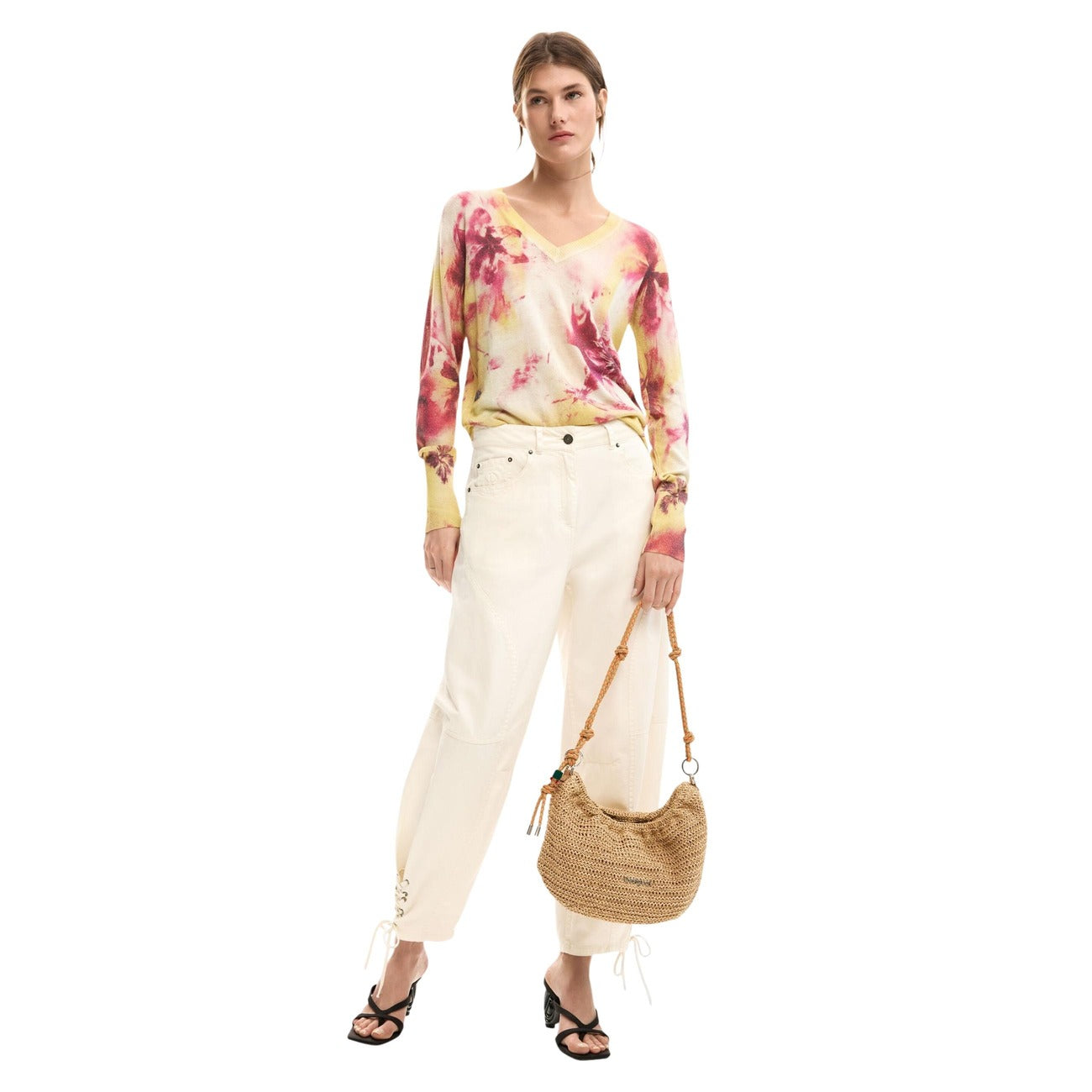 2453023 Desigual Maglia Donna Rosa Floreale Viscosa