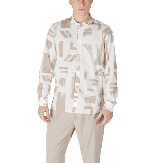 2410424 Antony Morato Camicia Beige Colorata Cotone Viscosa Cappuccio Uomo