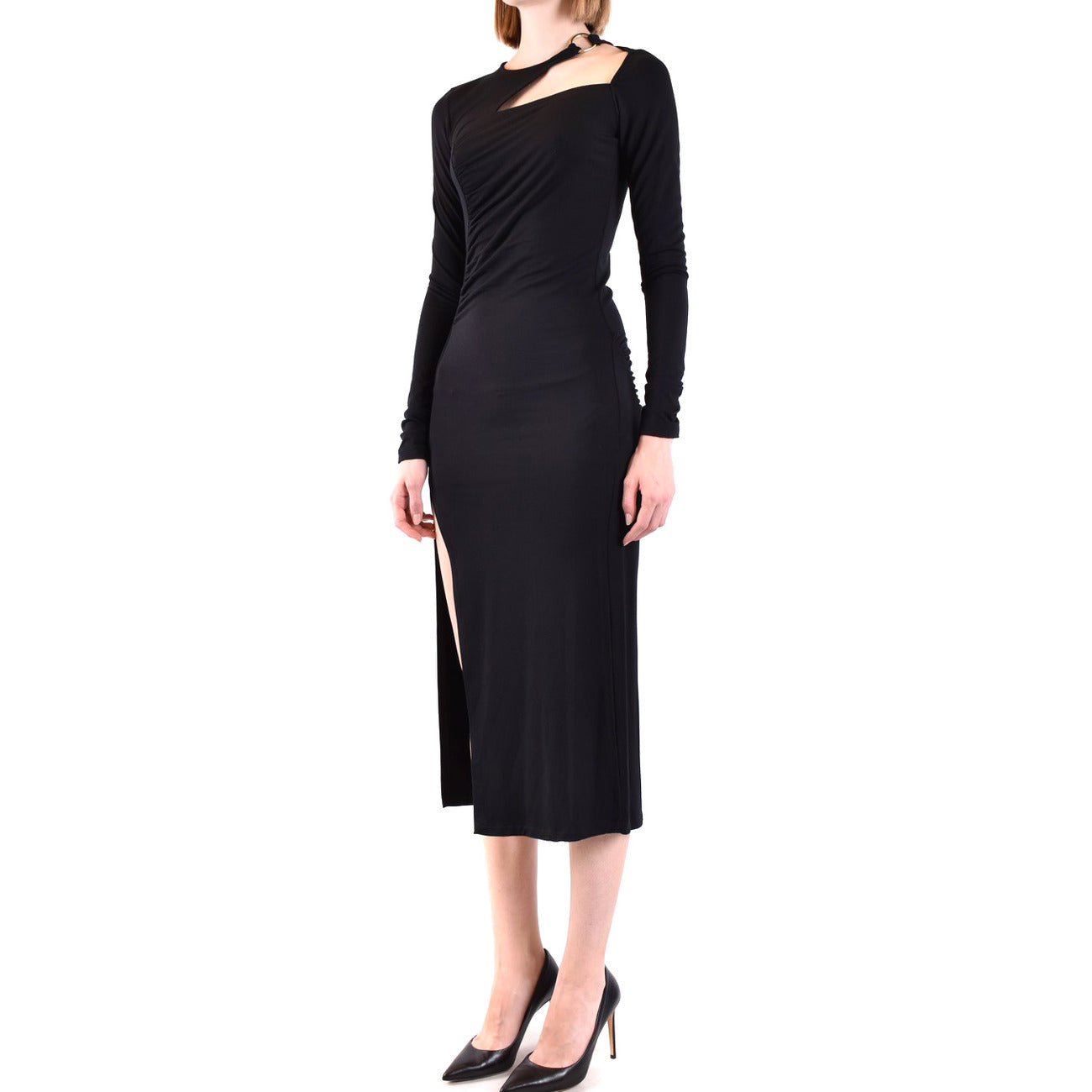 2432917 Dondup Abito Nero Lungo Donna Viscosa Maniche Lunghe