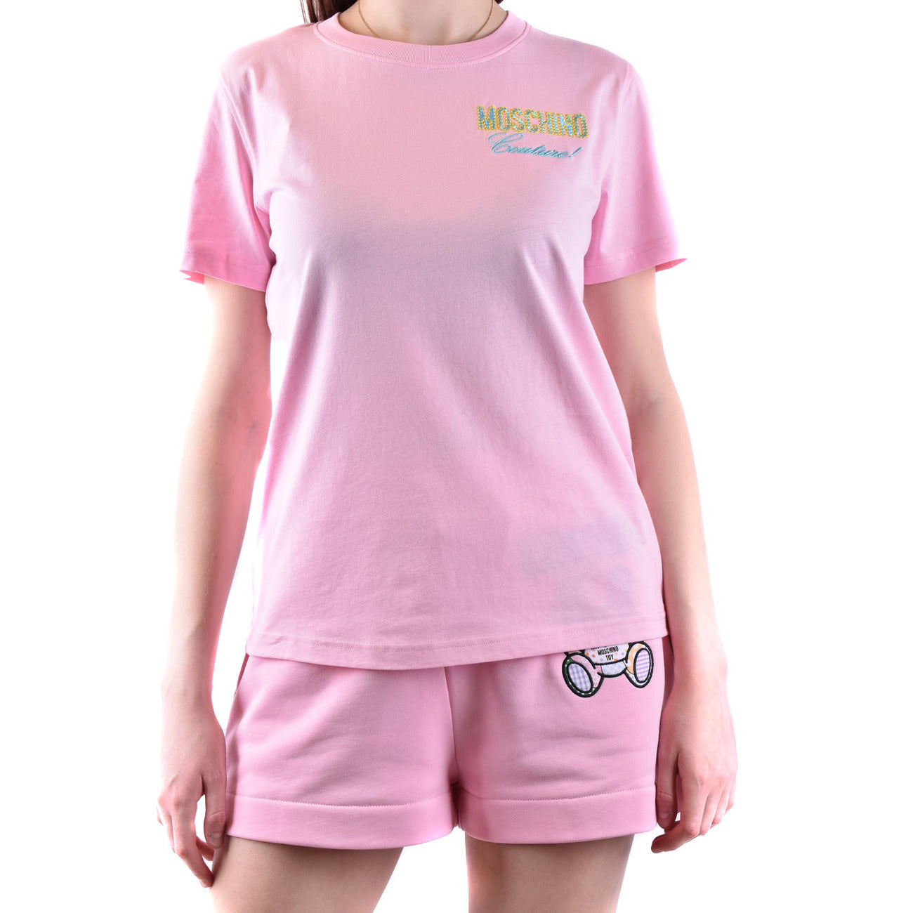 487289 Moschino T-Shirt Rosa Stampa Donna