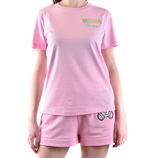 487289 Moschino T-Shirt Rosa Stampa Donna