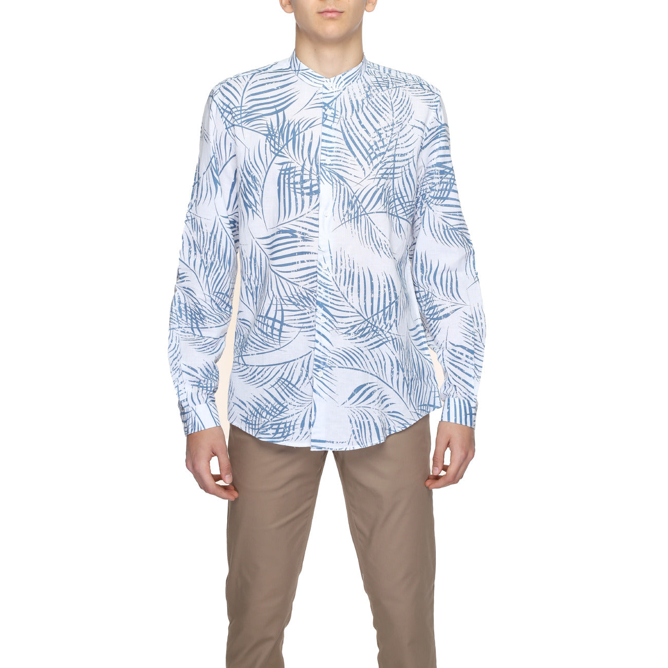 2220038 Antony Morato Camicia Blu Cotone Lino Uomo