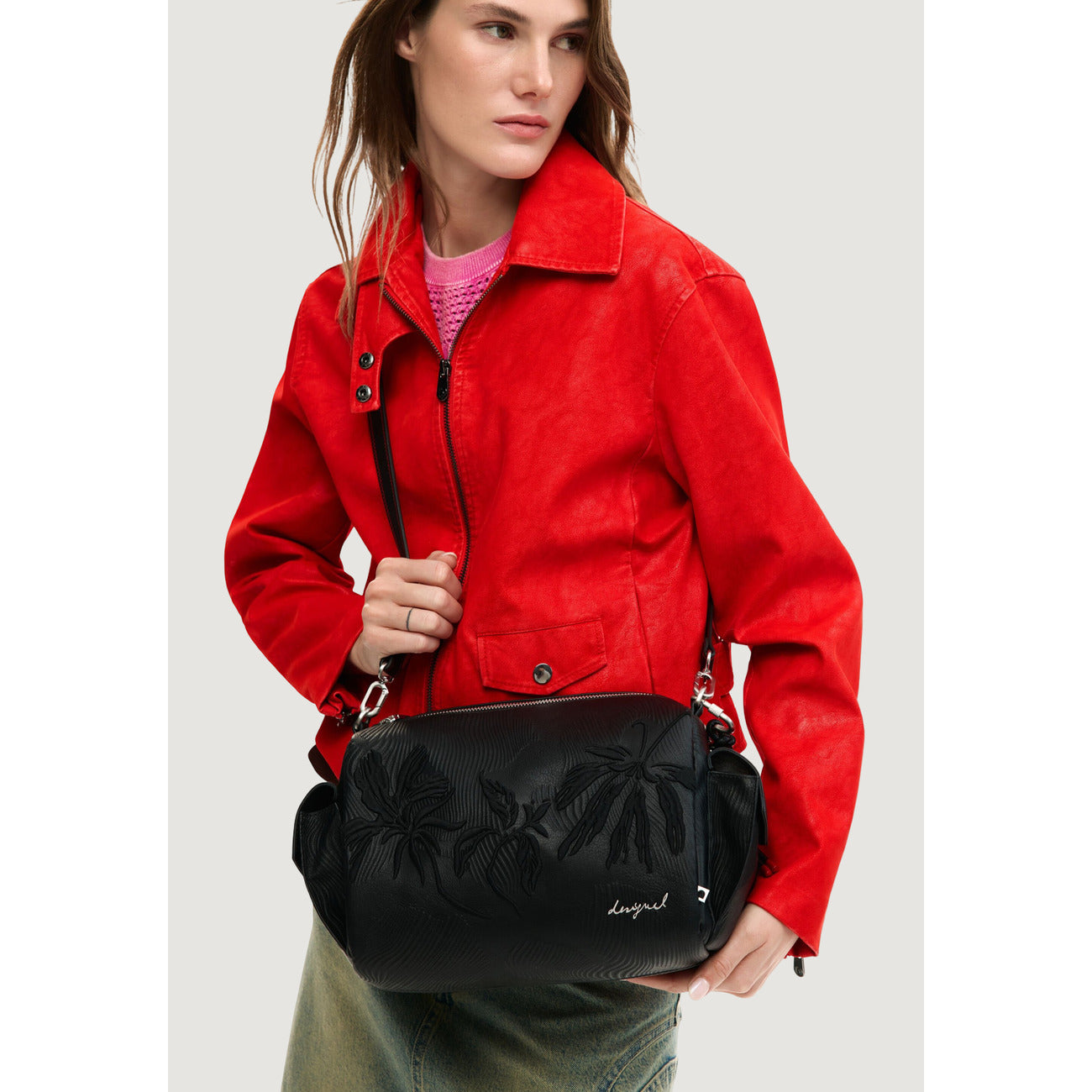 2453040 Desigual Borsa Nera Floreale Tracolla