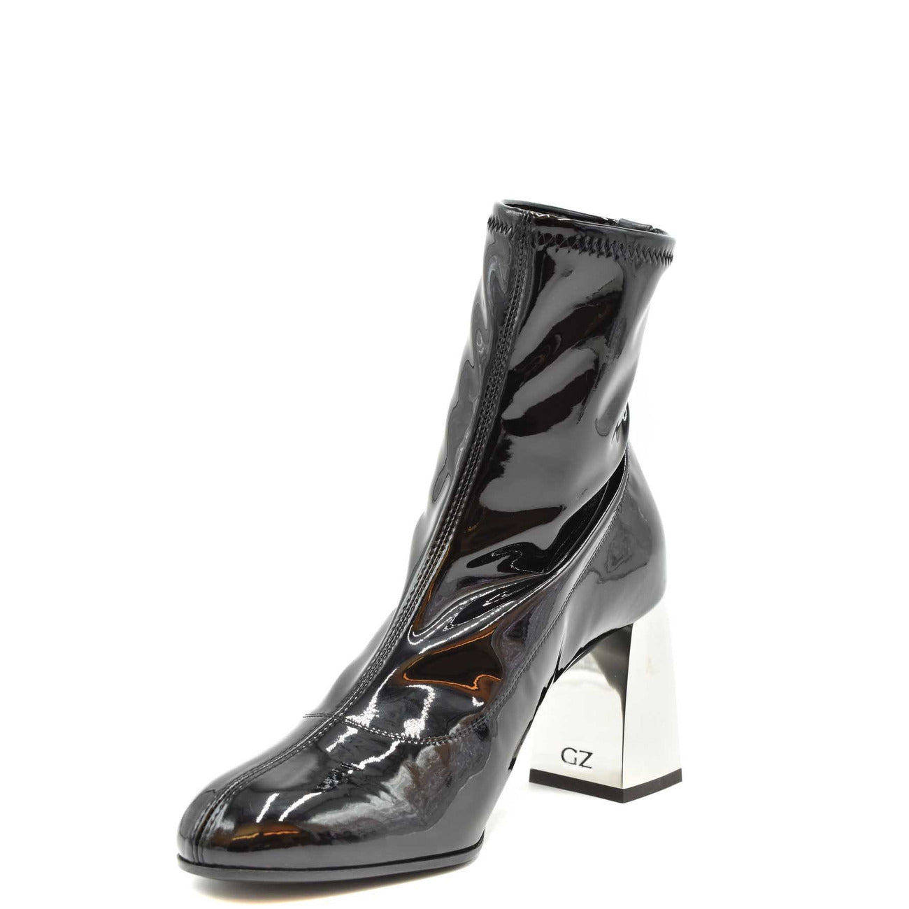 491067 Giuseppe Zanotti Stivaletti Neri Pelle Tacco Largo Donna