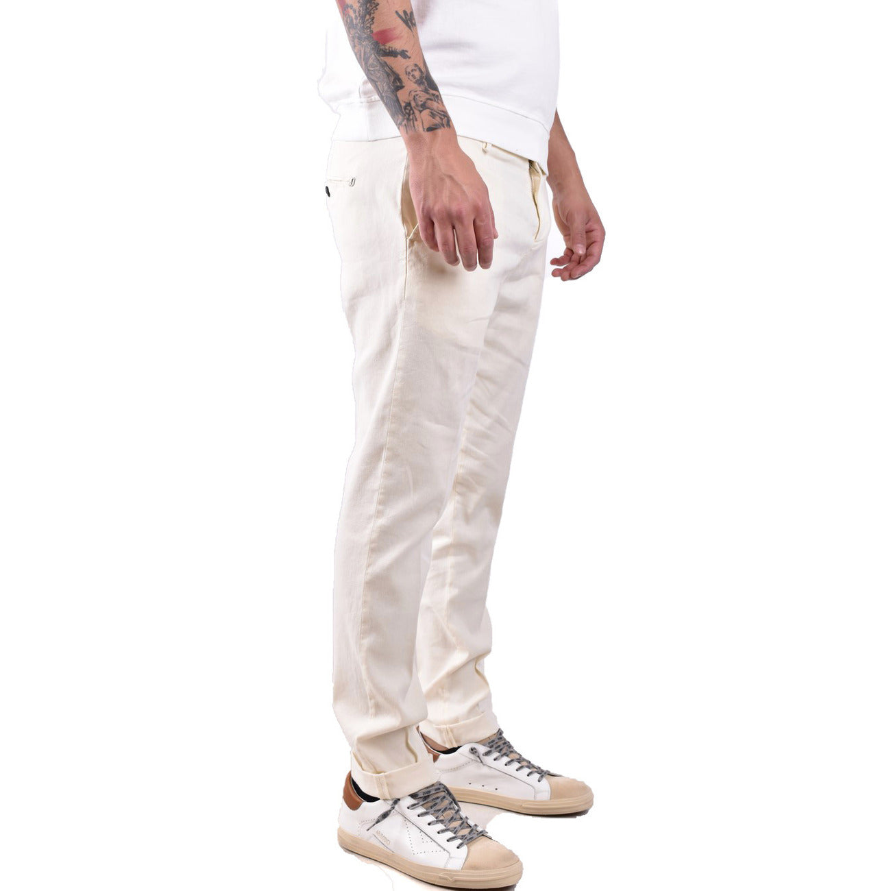 2431072 Dondup Pantaloni Beige Lino Lyocell Elastan Uomo