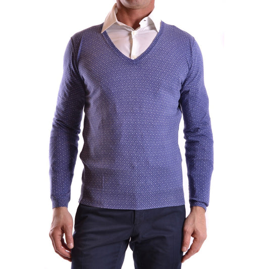 2430947 Paolo Pecora Maglia Blu Seta Geometrica Uomo