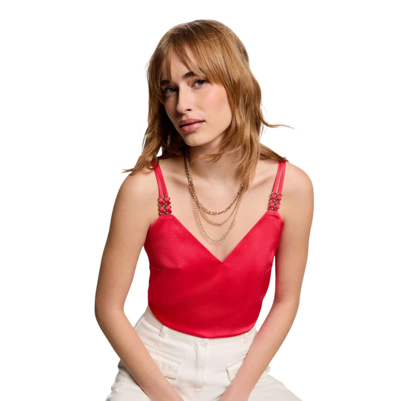 514278 Morgan De Toi Top Corallo Scollo V Donna Primavera/Estate