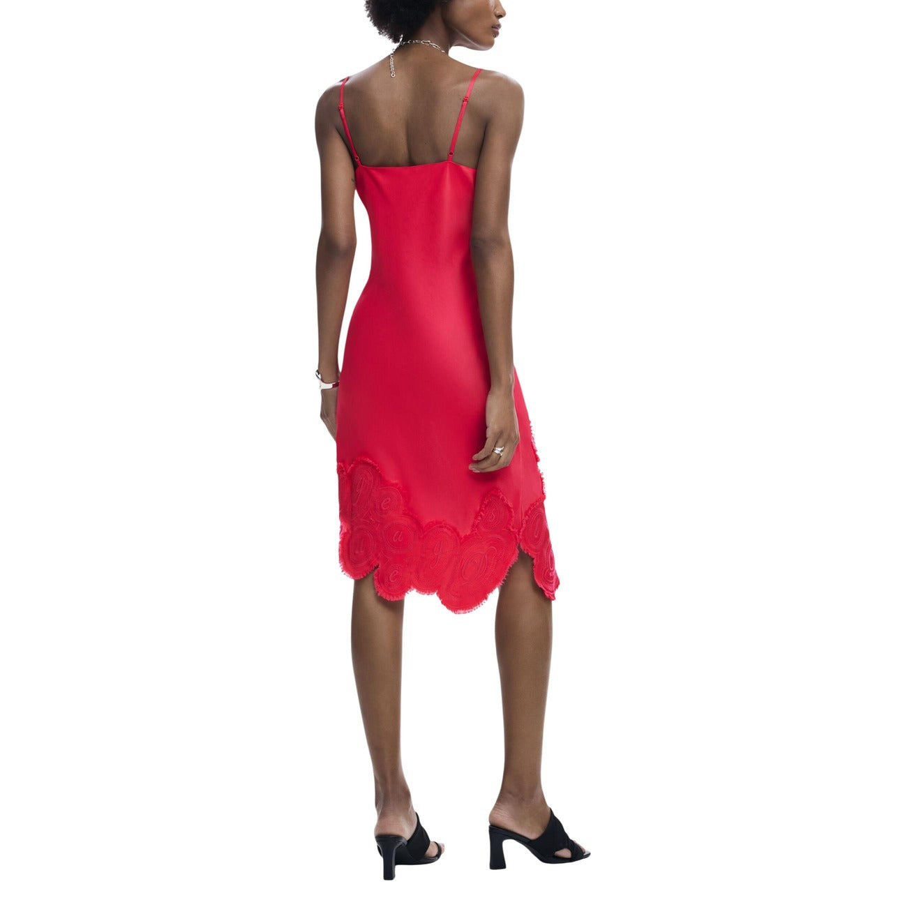 2450122 Desigual Abito Corto Fuxia Viscosa Smanicato Donna