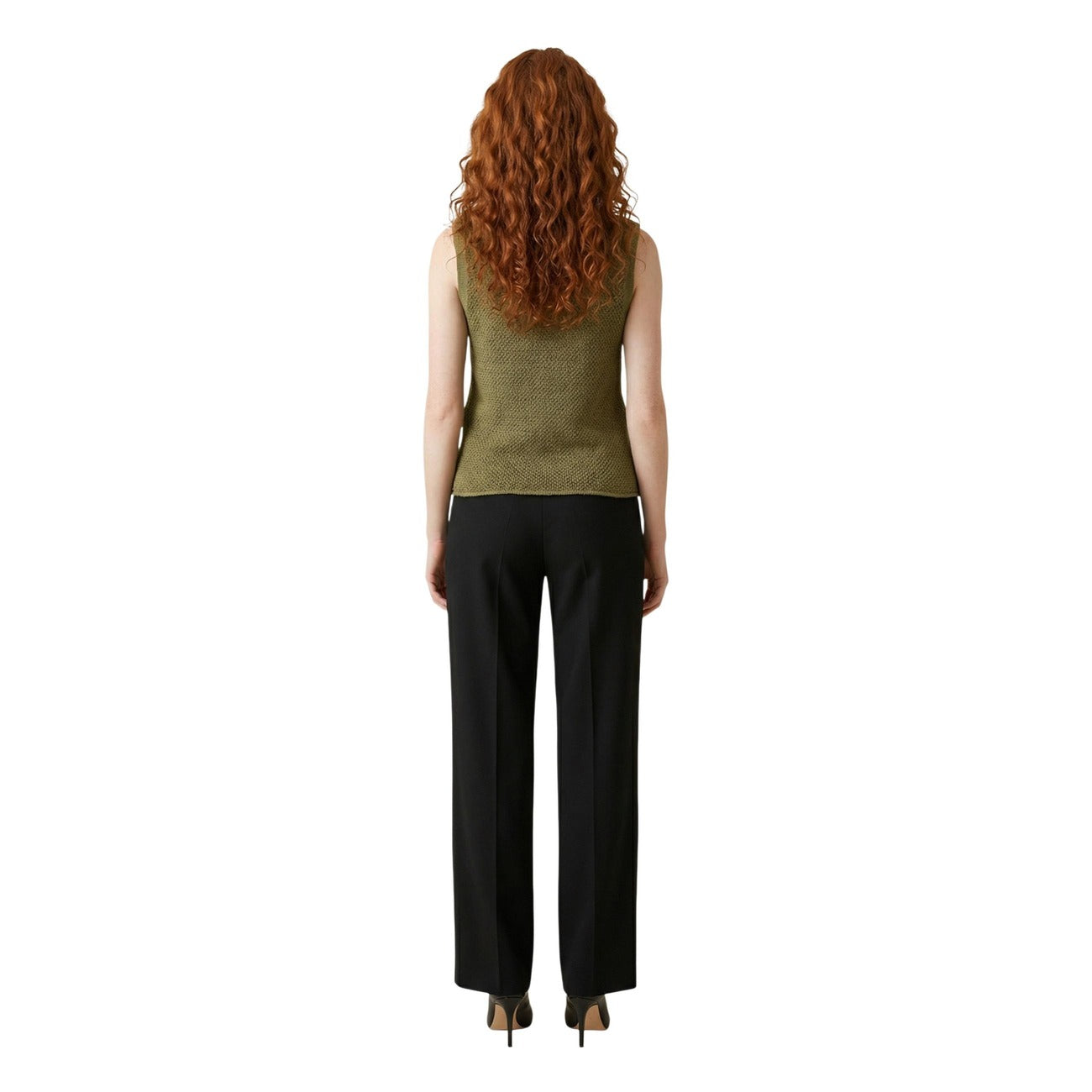 516732 Jacqueline De Yong Gilet Verde Smanicato Donna