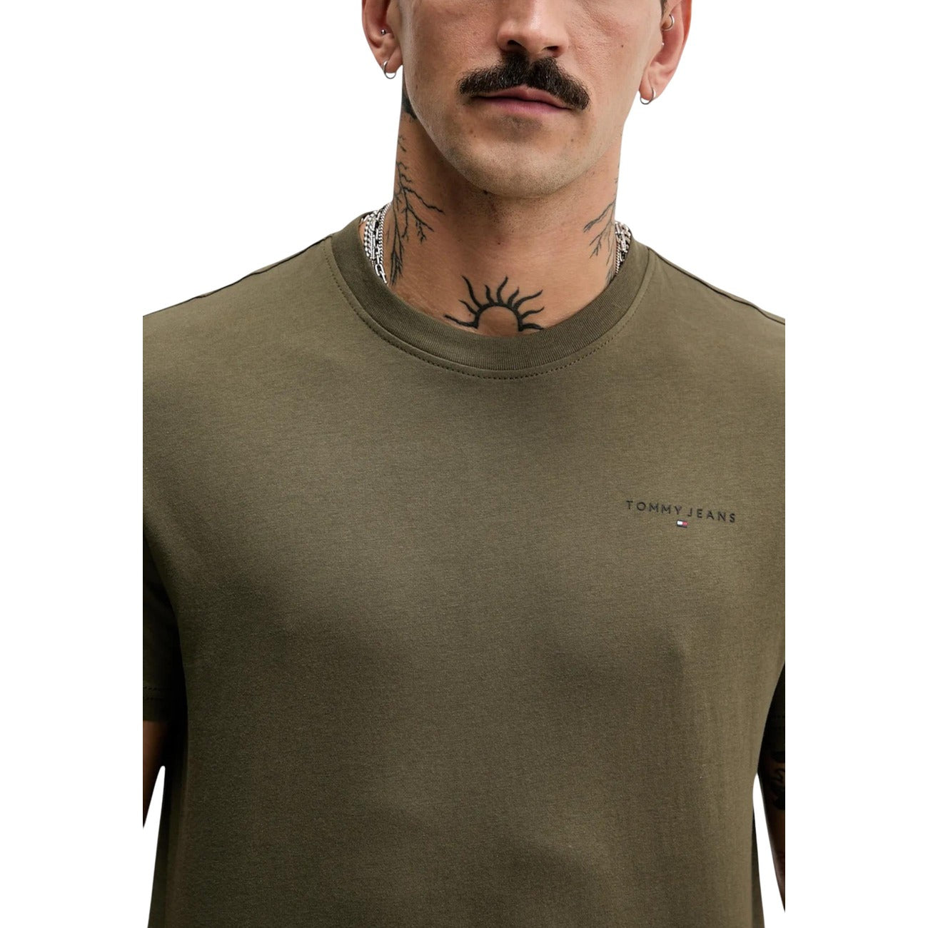 2447108 Tommy Hilfiger Jeans T-shirt Verde Oliva Cotone Organico Uomo