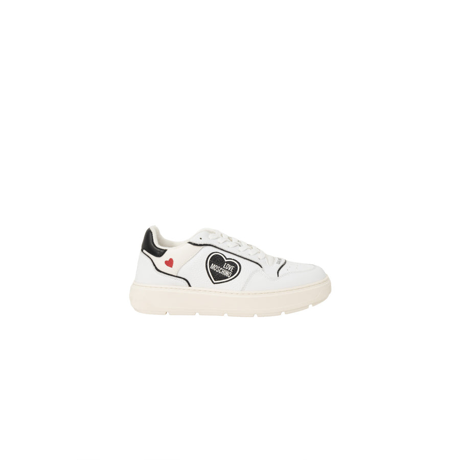 Sneaker Bassa con Cuore Glitter Donna Bianco