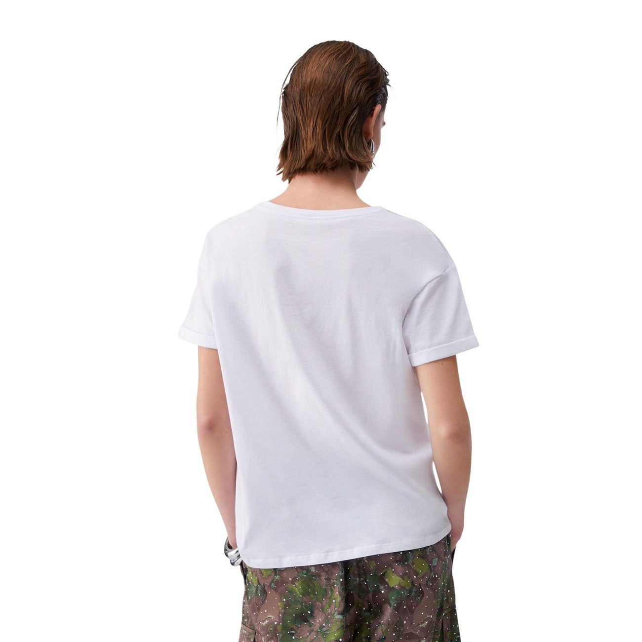 2455832 Liu Jo T-Shirt Donna Bianca Cotone Tasca