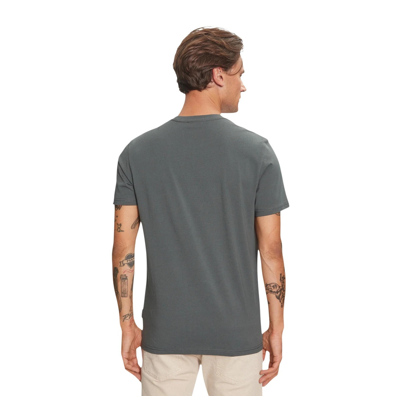 2458200 Napapijri T-Shirt Verde Cotone Scollo Tondo Uomo