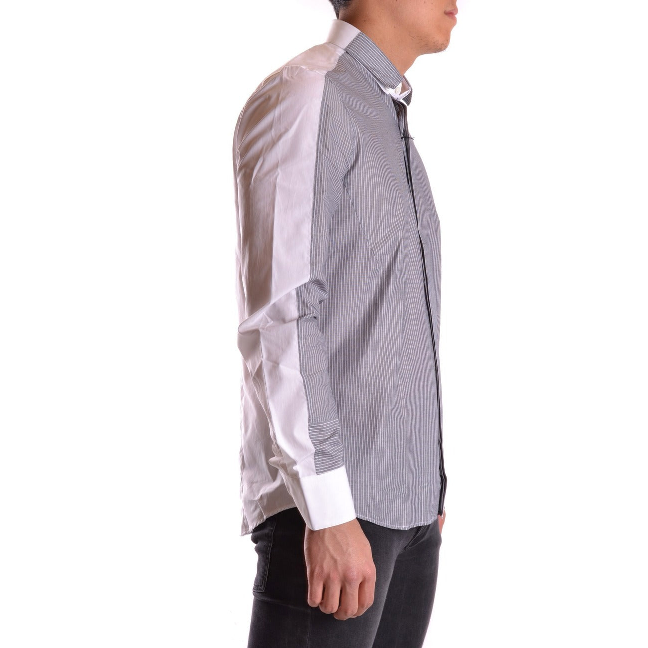 2435365 Neil Barrett Camicia Grigio Righe Maniche Lunghe Uomo