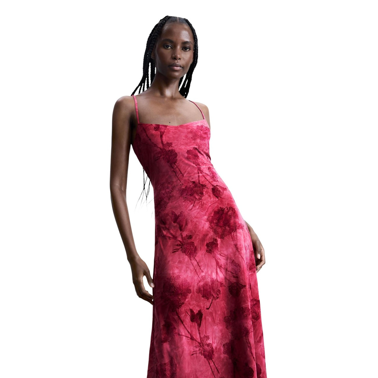 516580 Desigual Abito Fuxia Lungo Spalline Donna