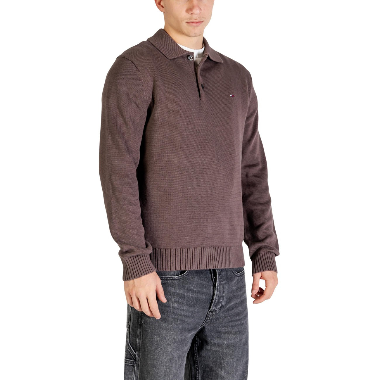 2451616 Tommy Hilfiger Jeans Maglia Marrone Cotone Organico Uomo