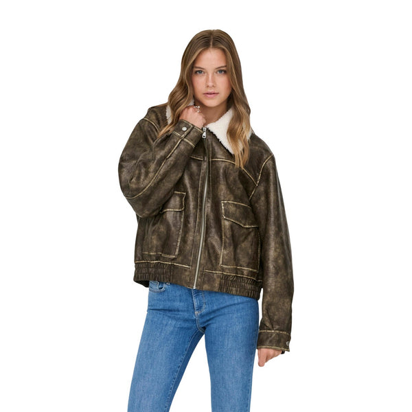 Ingrid Faux Leather Washed Bomber Otw Giacca Donna