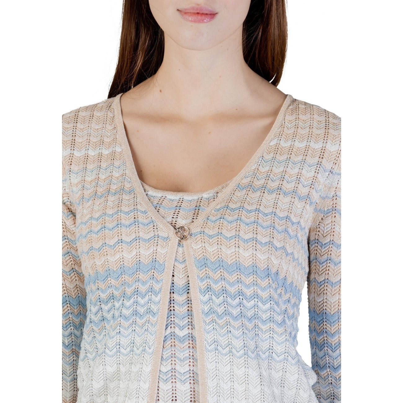 484051 Guess Cardigan Beige Lurex Donna