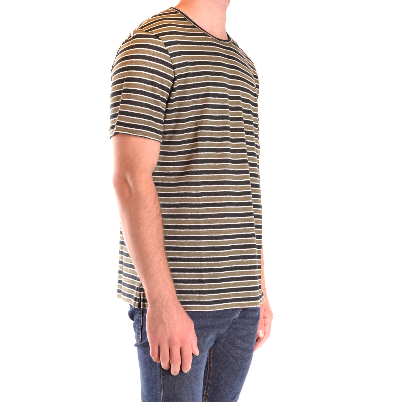 2431223 Paolo Pecora T-shirt Multicolore Righe Lino Uomo