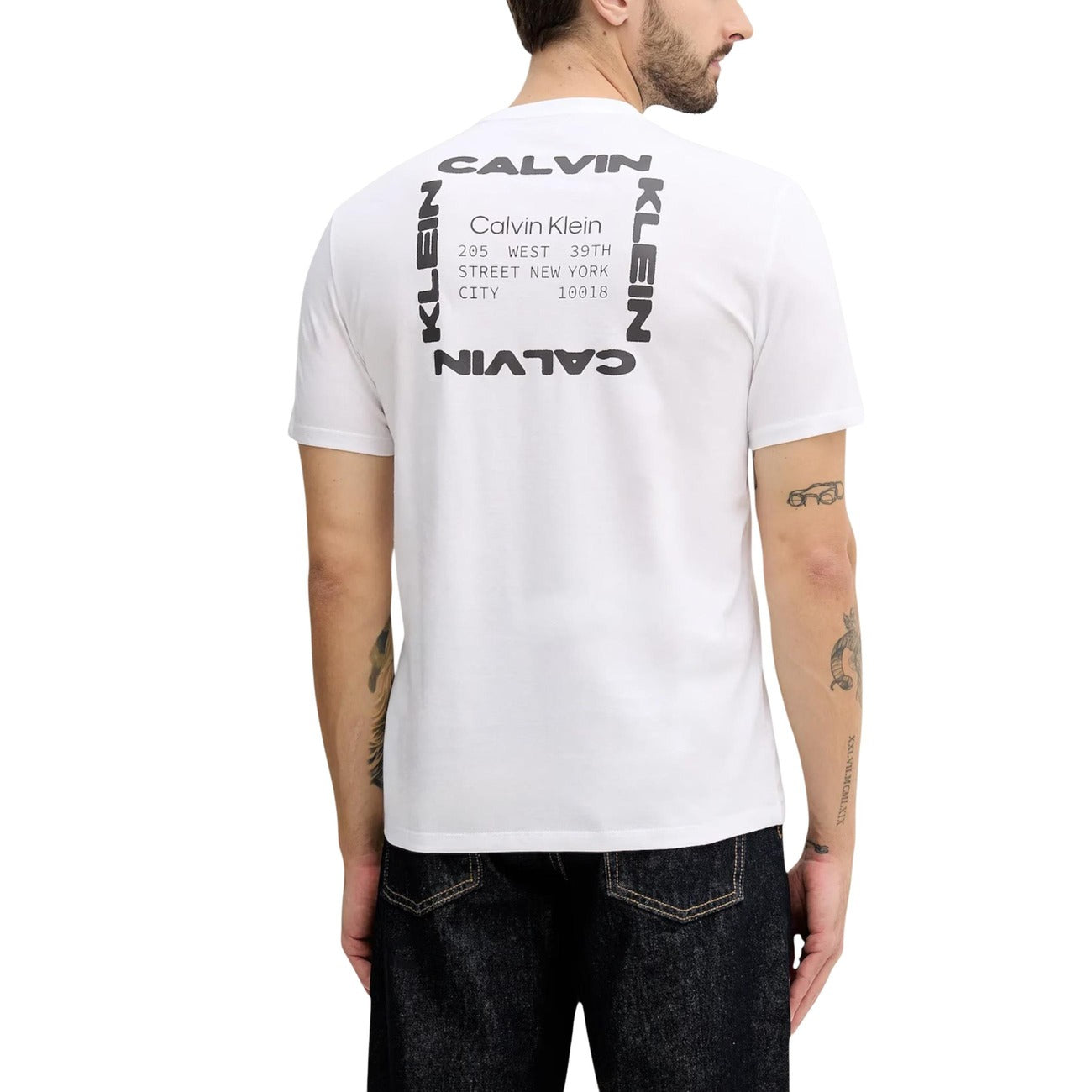 2447064 Calvin Klein Jeans T-shirt Bianca Stampa Maniche Lunghe Uomo