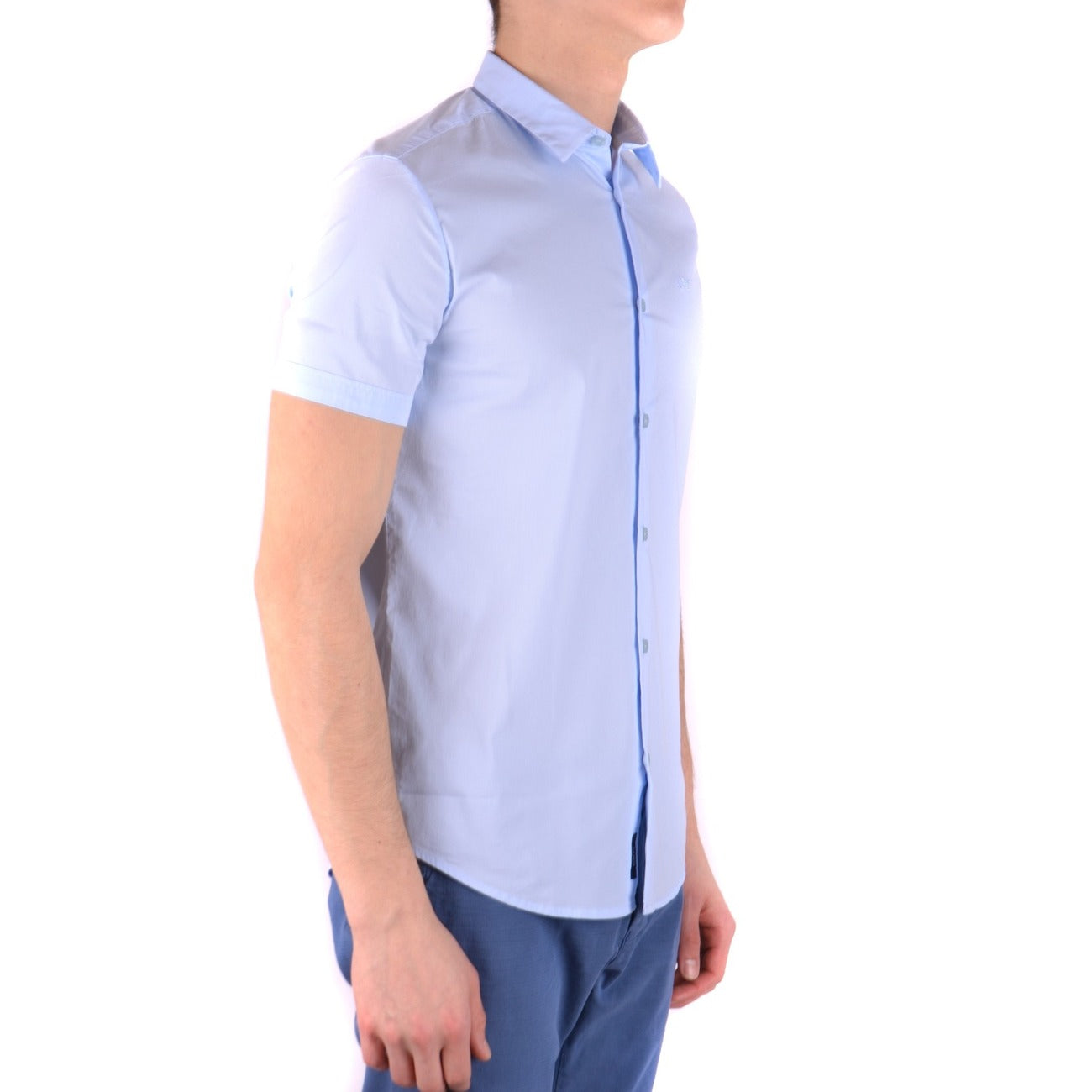 2431925 Armani Jeans Camicia Azzurro Maniche Corte Uomo