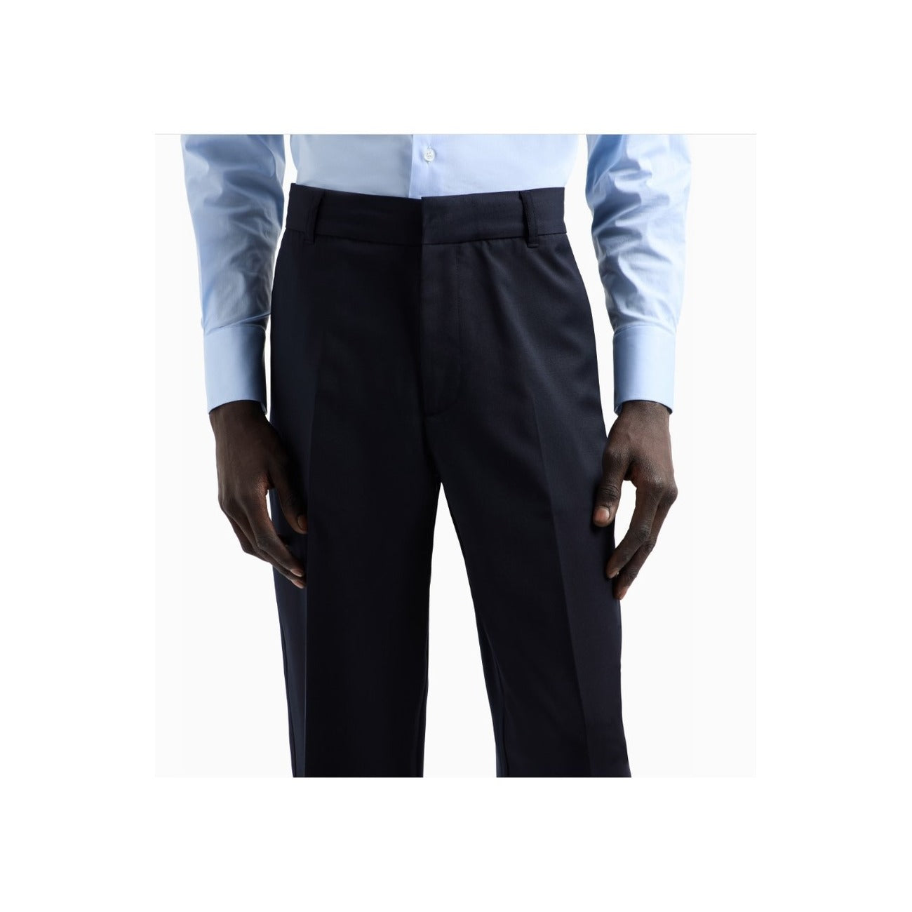2443292 Emporio Armani Pantaloni Blu Lana Vergine Uomo