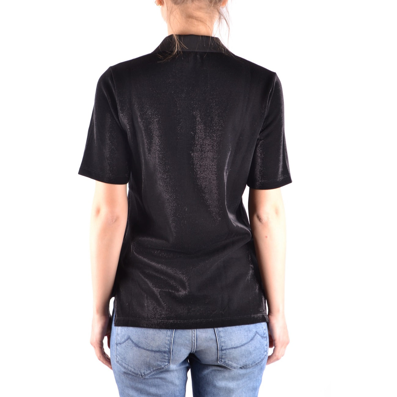 2437692 Jacob Cohen Polo Nera Cotone Bottoni Made Italy Donna