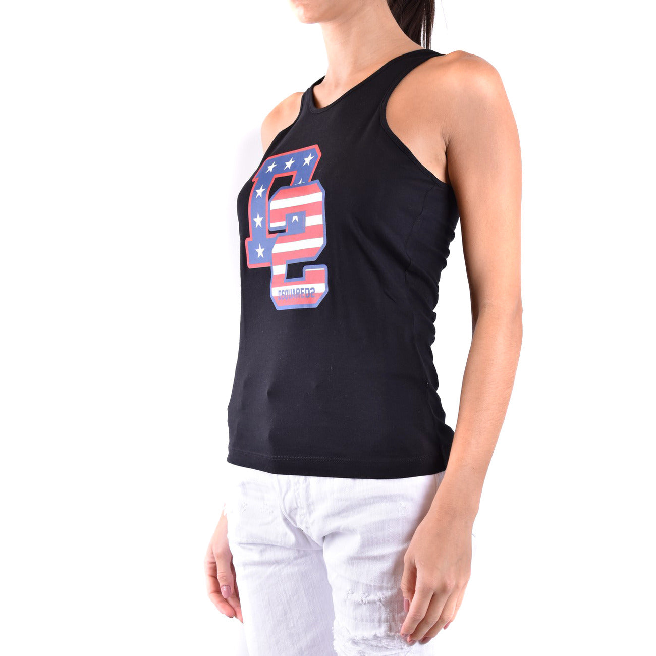 487107 Dsquared2 Canotta Nera Stampa Donna