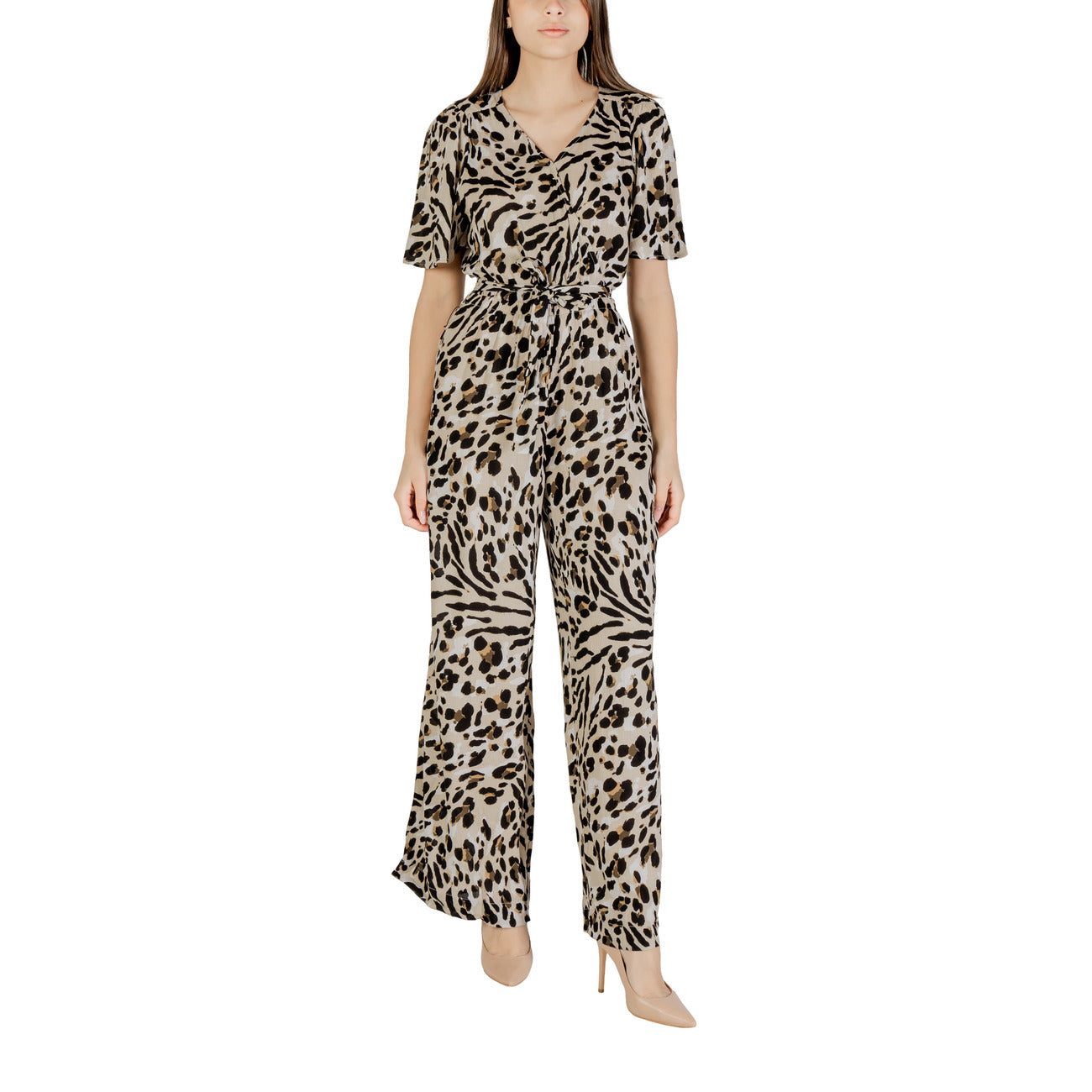 486286 Ichi Tuta Beige Fantasia Leopardata Donna