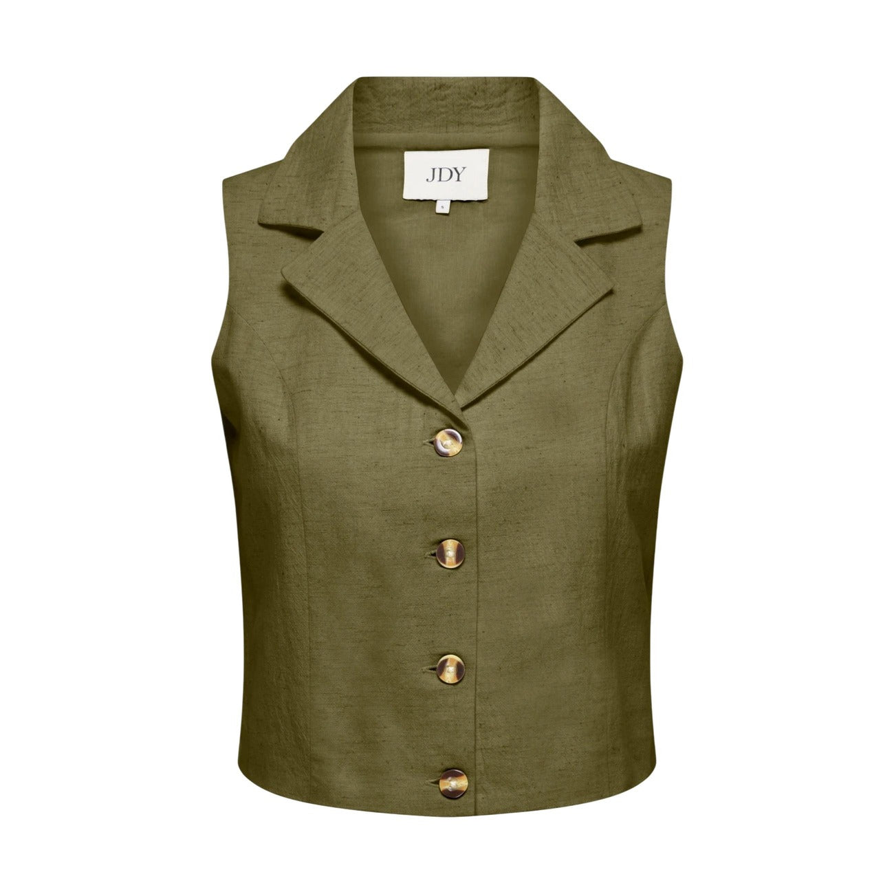 517459 Jacqueline De Yong Gilet Verde Smanicato Donna