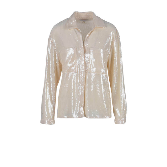 260899 Patrizia Pepe Camicia Beige Paillettes Donna