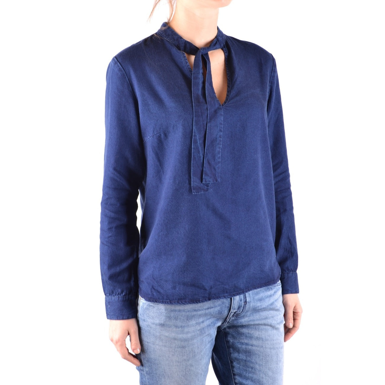 2437708 Jacob Cohen Blusa Blu Lyocell Lacci Made Italy Donna