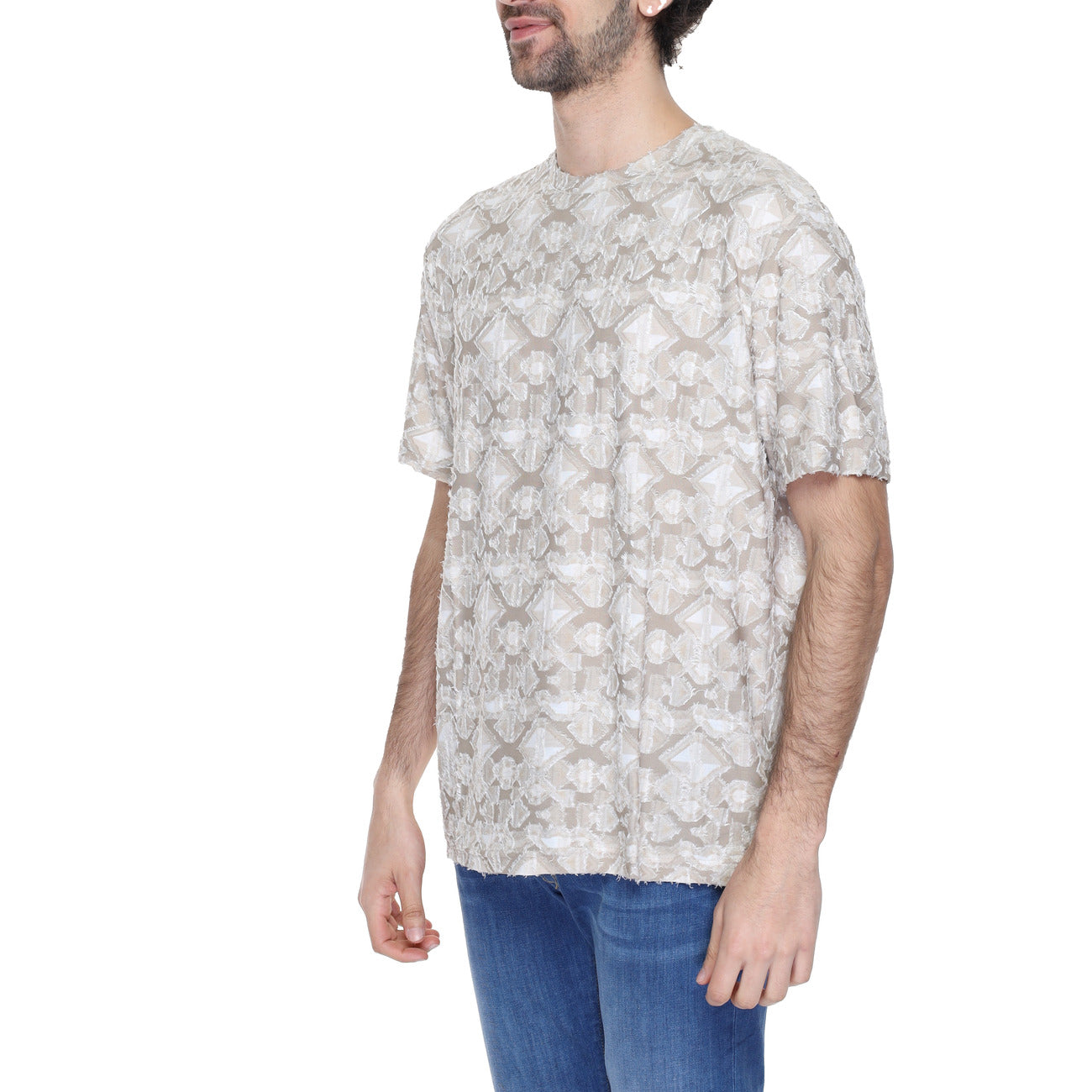 2218422 Antony Morato T-Shirt Beige Geometrica Uomo
