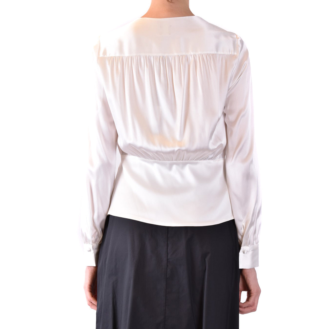 2423092 Pinko Blouse in Seta Bianca Manica Lunga Donna