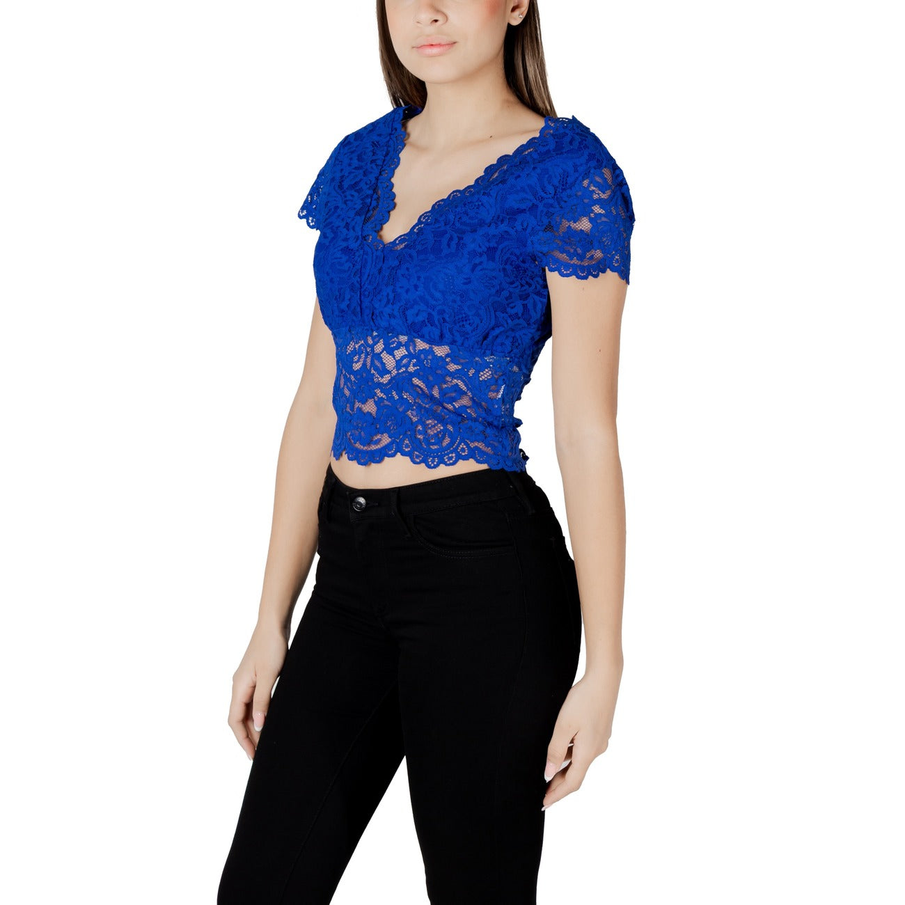 485799 Morgan De Toi Top Blu Scollo V Donna Primavera/Estate