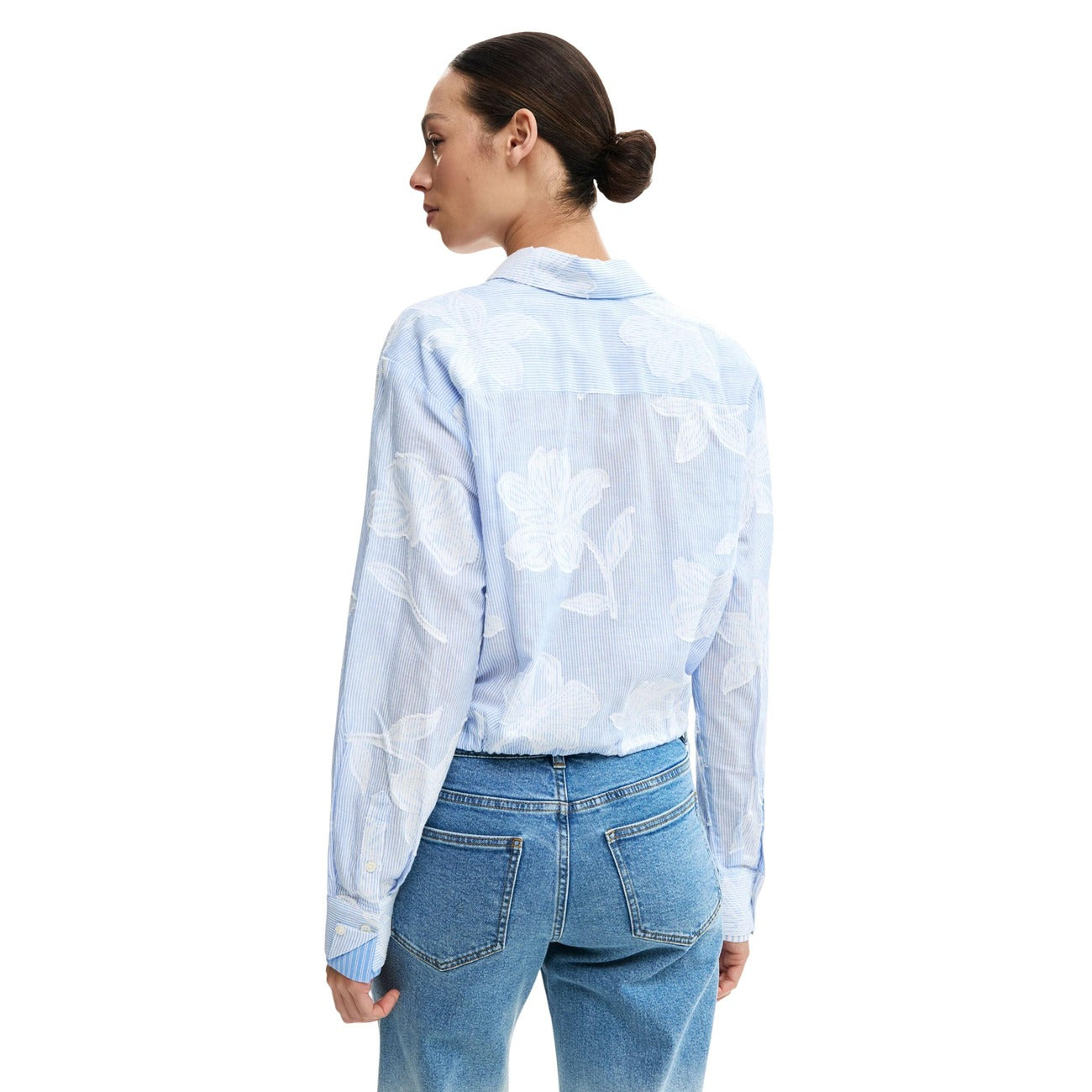 514676 Desigual Camicia Azzurra Floreale Donna