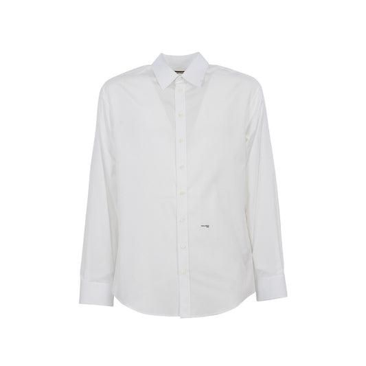 2424454 Dsquared2 Camicia Bianca Cotone Colletto Classico Uomo
