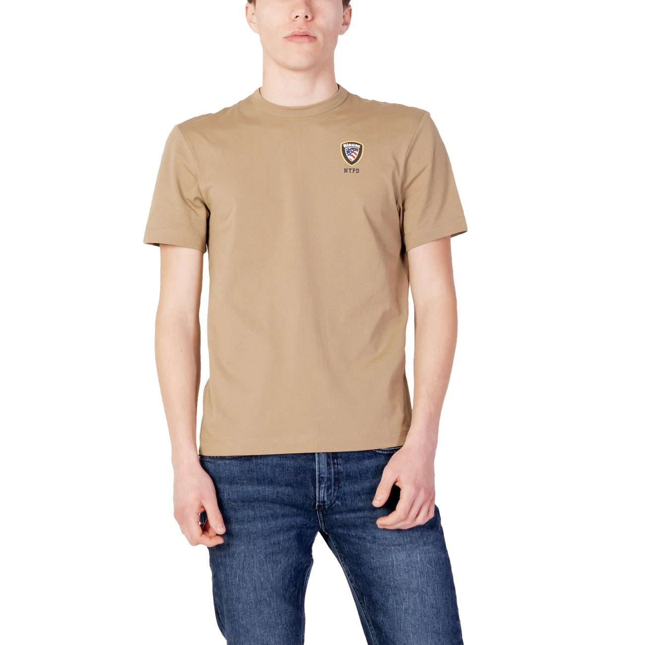 414775 Blauer T-Shirt Beige Monocromo Uomo