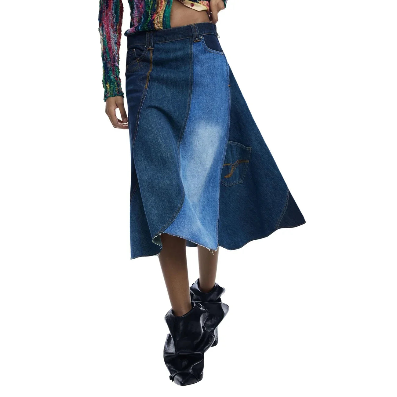 2451271 Desigual Gonna Blu Cotone Cerniera Donna